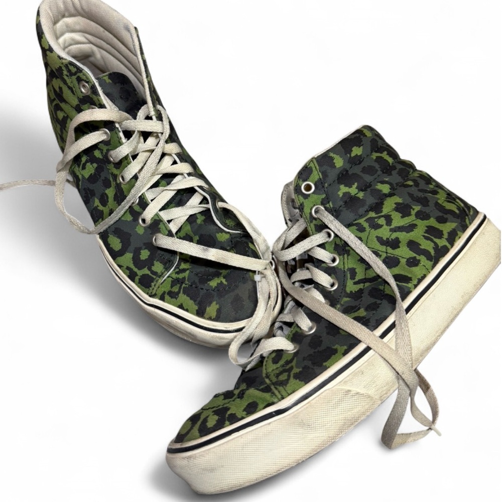 Vans Sk8 Hi Comfycush Leopard Cactus Green Men's 9.5Women's 11 Skate Shoes